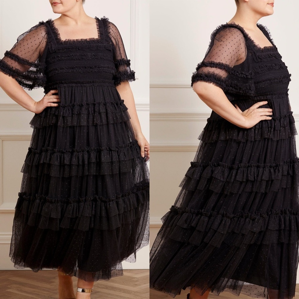 Needle & Thread Black Midi Dress